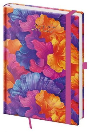 Diář denní A5 Vario - Coral s gumičkou 2027, 14,3cm x 20,5cm, DVR422-10-27