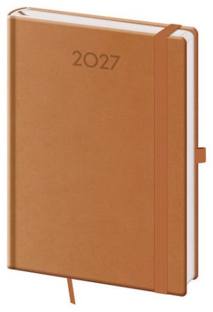 Diář denní A5 Print Plus - přírodní hnědá NEW 2027, 14,3cm x 20,5cm, DPL422-23-27