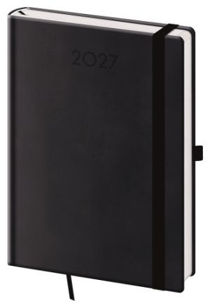 Diář denní A5 Print Plus - černá NEW 2027, 14,3cm x 20,5cm, DPL422-21-27