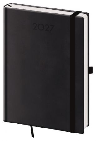 Diář denní A5 Print Plus - černá NEW 2027, 14,3cm x 20,5cm, DPL422-21-27