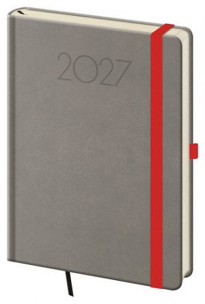 Diář denní A5 New Praga - šedá 2027, 14,3cm x 20,5cm, DNP422-4-27