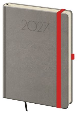 Diář denní A5 New Praga - šedá 2027, 14,3cm x 20,5cm, DNP422-4-27