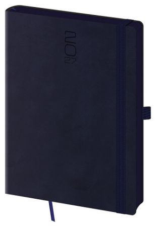Diář denní A5 Memory s gumičkou - tmavě modrá 2027, 14,3cm x 20,5cm, DM422-2-27