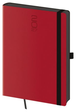 Diář denní A5 Memory s gumičkou - červená 2027, 14,3cm x 20,5cm, DM422-4-27