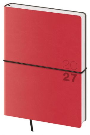 Diář denní A5 Flexio - červená 2027, 14,3cm x 20,5cm, DFO422-2-27