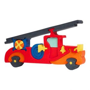 Fauna Dřevěné vkládací puzzle z masivu hasičské auto