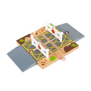 Bigjigs Rail Dřevěné autodráhy železniční přejezd s brankami