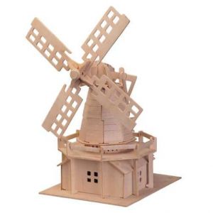 Woodcraft Dřevěné 3D puzzle Větrný mlýn přírodní