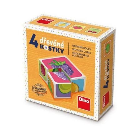 Dino Dřevěné kostky Ovoce 4 ks