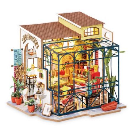 RoboTime 3D dřevěná skládačka Miniatura domečku Květinářství