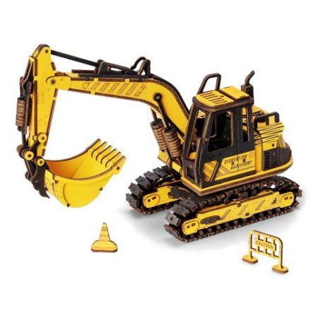 RoboTime 3D dřevěná mechanická skládačka Bagr