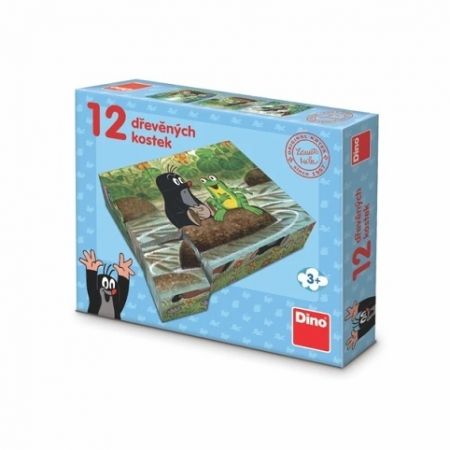 Dino Dřevěné kostky Krtek a zvířátka 12 ks