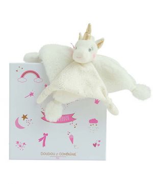 Doudou Dárková sada - plyšový muchláček jednorožec 22 cm