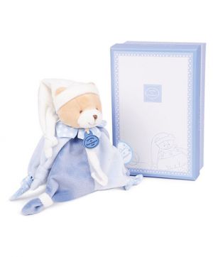 Doudou Dárková sada - Hračka s úchytem na dudlík medvídek 17 cm