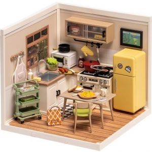RoboTime 3D dřevěná skládačka Miniatura domečku Kuchyňka Happy Meals