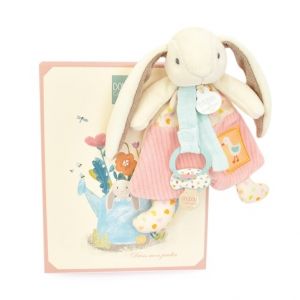 Doudou Dárková sada Hračka s úchytem na dudlík Králíček Ciboulette 19 cm