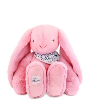 Doudou Plyšový králík XXL s šátkem růžový 50 cm