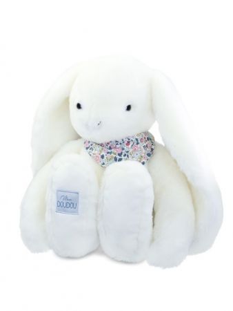 Doudou Plyšový králík XXL s šátkem bílý 50 cm