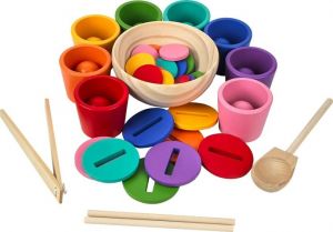 2Kids Toys Duhové kuličky, mince a kalíšky 8 barev