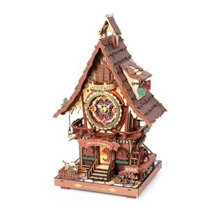 RoboTime 3D dřevěná mechanická skládačka Kukačkové hodiny barevné