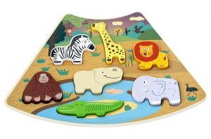 2Kids Toys Dřevěné puzzle Safari propojitelné