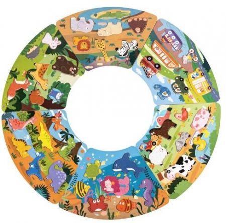 2Kids Toys Dřevěné puzzle Kruh propojitelné 6 v 1