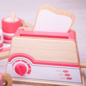 Bigjigs Toys Dřevěný toaster růžový - poškozený obal