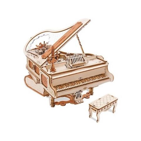 RoboTime 3D dřevěná skládačka hrací skříňky Kouzelné piano (mechanický pohon) - poškozený