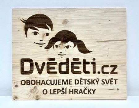 Dvěděti.cz Dřevěné logo 50x40 cm