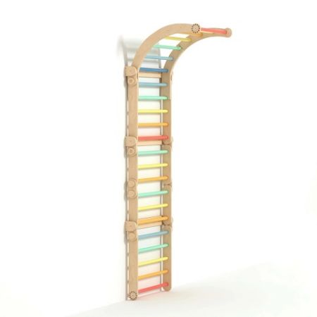 BusyKids Dřevěné domácí žebřiny s hrazdou duhové