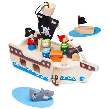 Bigjigs Toys Pirátská loď s piráty - poškozený obal
