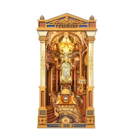 RoboTime 3D skládačka Zarážka na knihy Miniatura domečku Knihovna divů