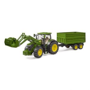 Bruder Traktor John Deere 7R 350 s čelním nakladačem a tandemovým přepr. přívěsem - poškoz