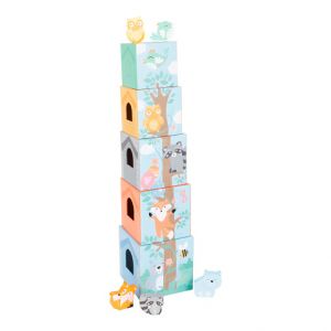 small foot Skládací věž pastelová se zvířátky - poškozený obal