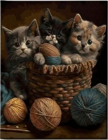 Diamantové malování 40x30cm, Kočky v košíku <br /><br />