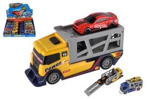 Auto kamion přepravník + auto plast 15cm na volný chod 2 barvy