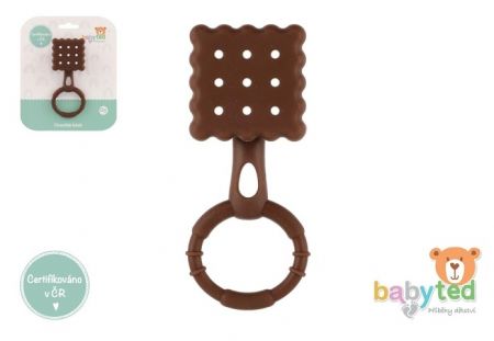 Chrastíček keksík babyted chrastítko silikon 13x5cm na kartě 0m+