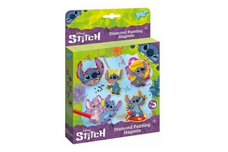 Kreativní sada diamantové malování na magnety Stitch s nalepovacími diamanty na kartě 18x2