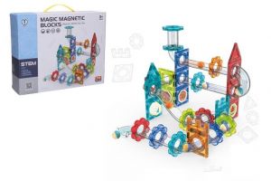 Kuličková dráha magnetická plast 74ks s doplňky v krabici 31x25x8cm