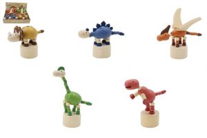 Dinosaurus dřevěný mačkací 5 druhů