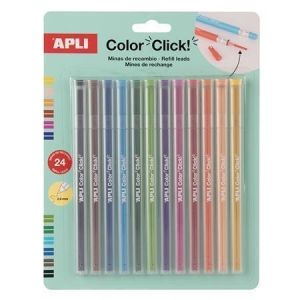 Náplň do mechanické pastelky "Color Click", 12 barev, 24 ks/balení, APLI 20548