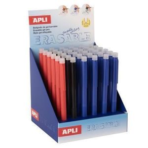 Gelové pero “Erasable”, displej/36 ks, 3 různé barvy, 0,5 mm, vymazatelné, APLI 20512