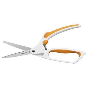 Nůžky na látky "EasyAction", bílá - oranžová, pružinové, 26 cm, FISKARS 1070070
