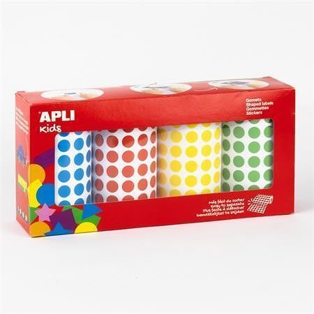 Samolepky "Stickers", barvy, 4 role, 10,5 mm, APLI Kids 20688