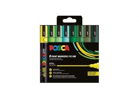 Akrylový popisovač "Posca PC-5M", 8 různých zelených barev, sada, 1,8-2,5 mm, UNI 30242244