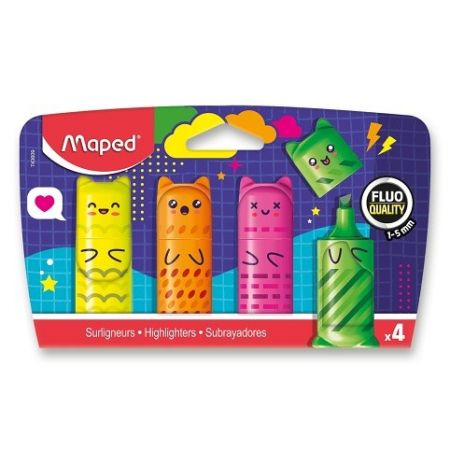 Zvýrazňovač Maped Mini Fluo Kawai - 4 ks