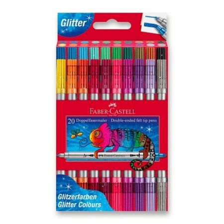 Oboustranné dětské fixy Faber-Castell Glitter - 20 ks