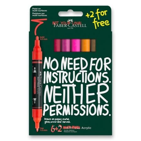 Akrylový popisovač Faber-Castell Multimark Flame - 6+2 ks