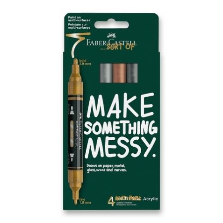 Akrylový popisovač Faber-Castell Multimark Metallic - 4 ks