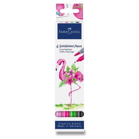 Popisovač Faber-Castell Goldfaber Aqua Dual Marker Fluffy Flamingo - 4 ks
